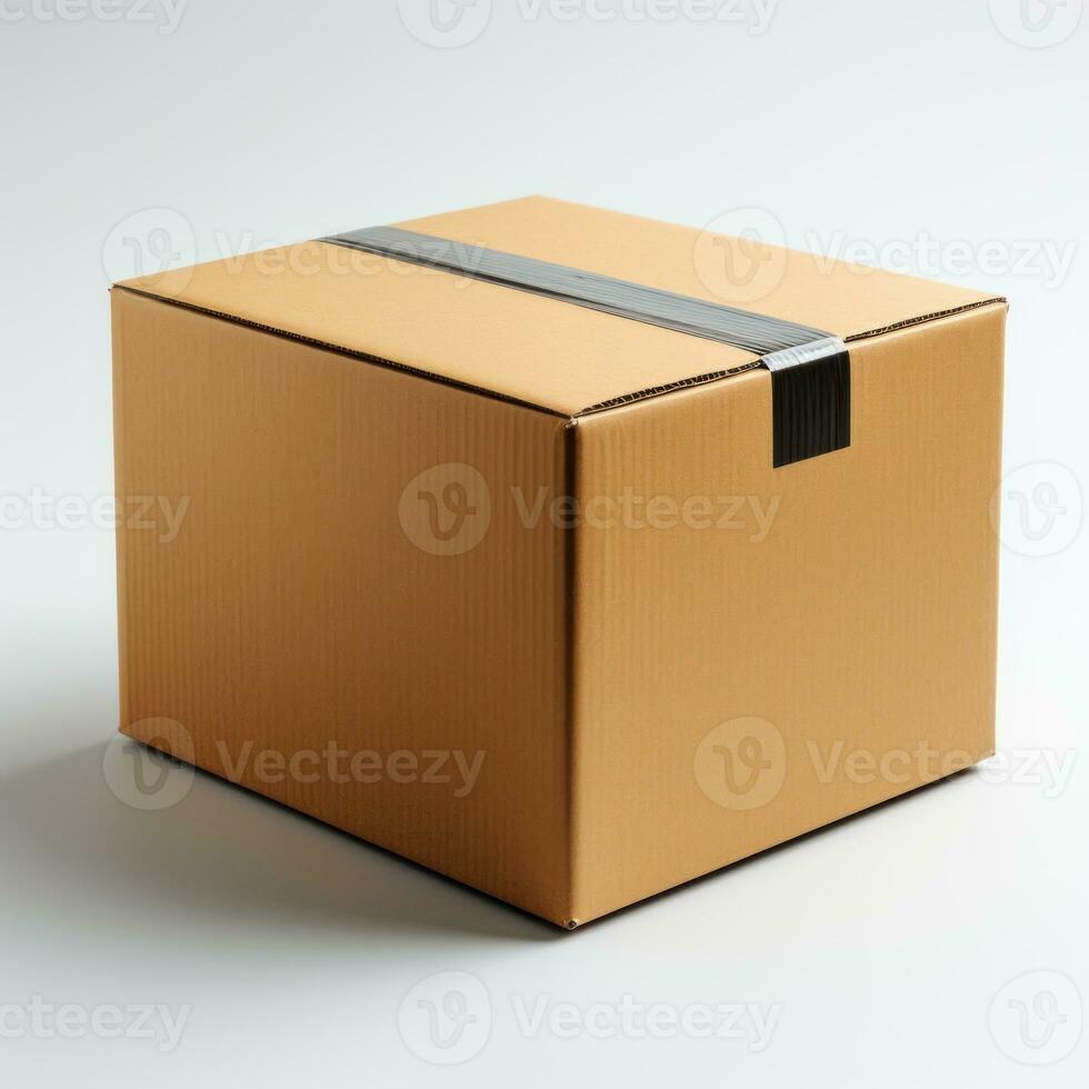 Plain white background insulating cardboard box, good for shipping business, export import, transportation, delivery service, warehouse work, website, advertising etc. Generative Ai Images photo