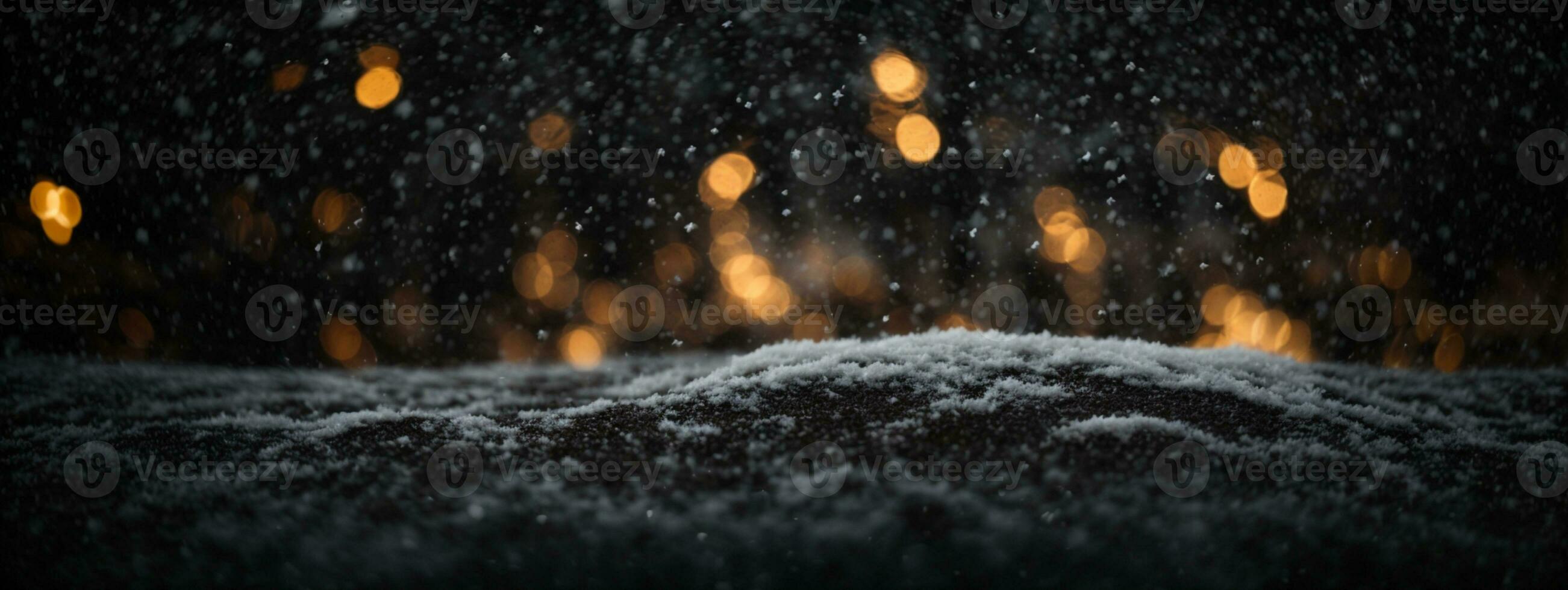 Falling Snow down On The Black Background.. AI generated photo