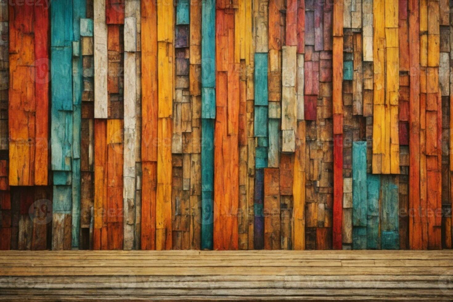 Wood aged art architecture texture abstract block stack on the wall for background, Abstract colorful wood texture for backdrop.. AI generated photo