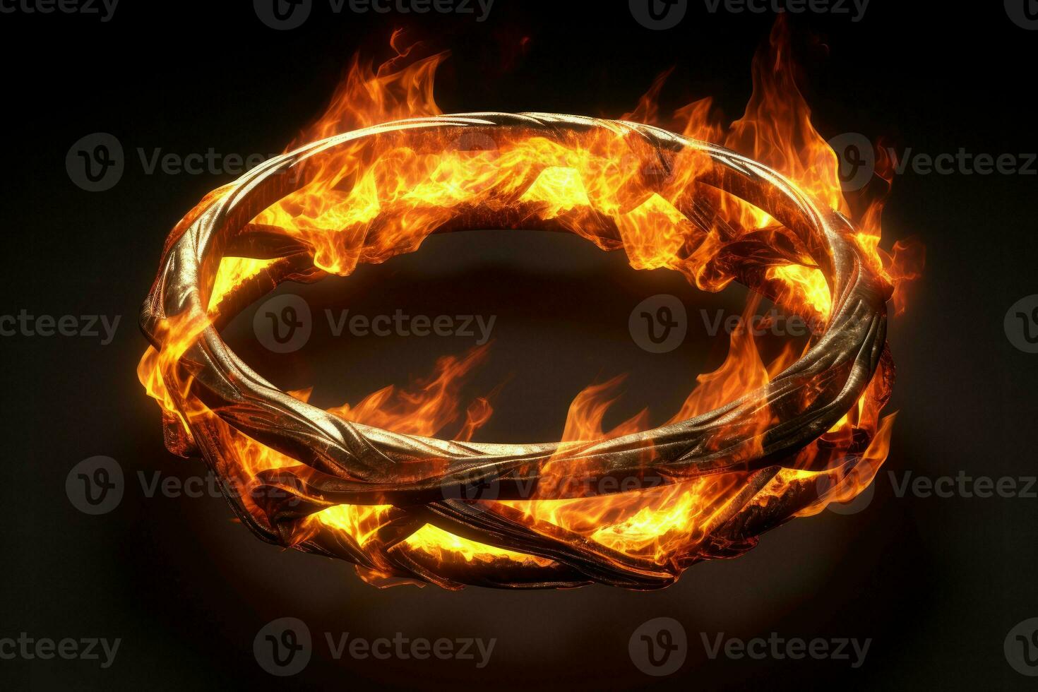 Opulent Fire gold ring. Generate Ai photo