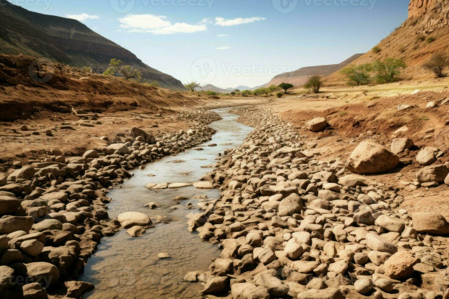 Inhospitable Dry dirt river climate. Generate Ai photo