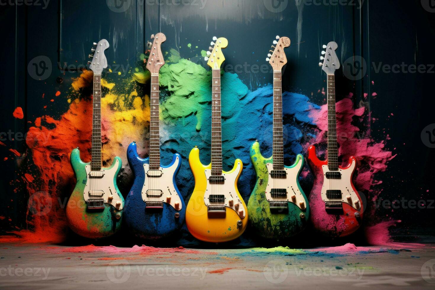 Resonant Drums guitars colors. Generate Ai photo
