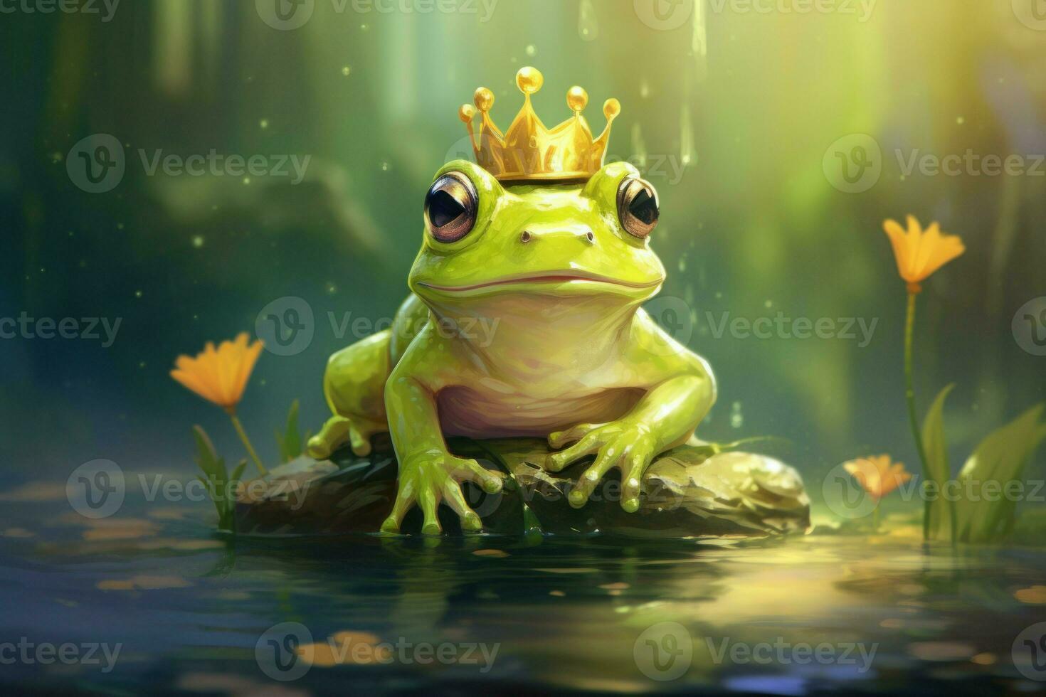 Cute frog prince. Generate Ai photo