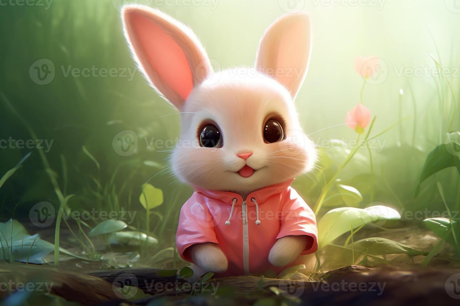 Cute baby rabbit. Generate Ai photo