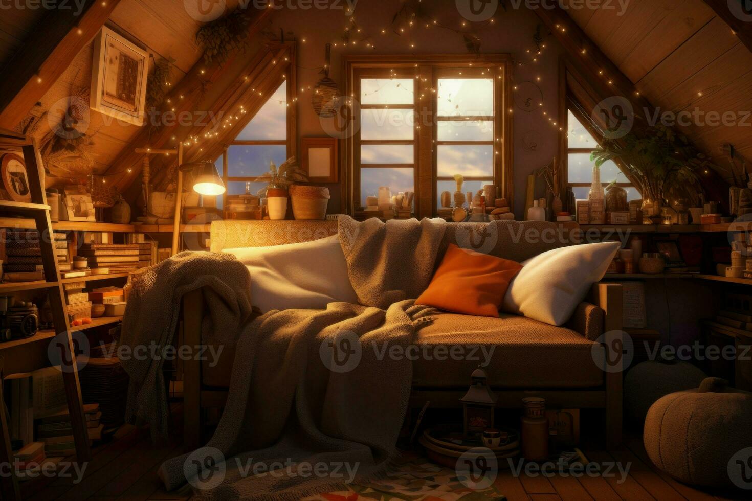 Warm Cozy interior room. Generate Ai photo
