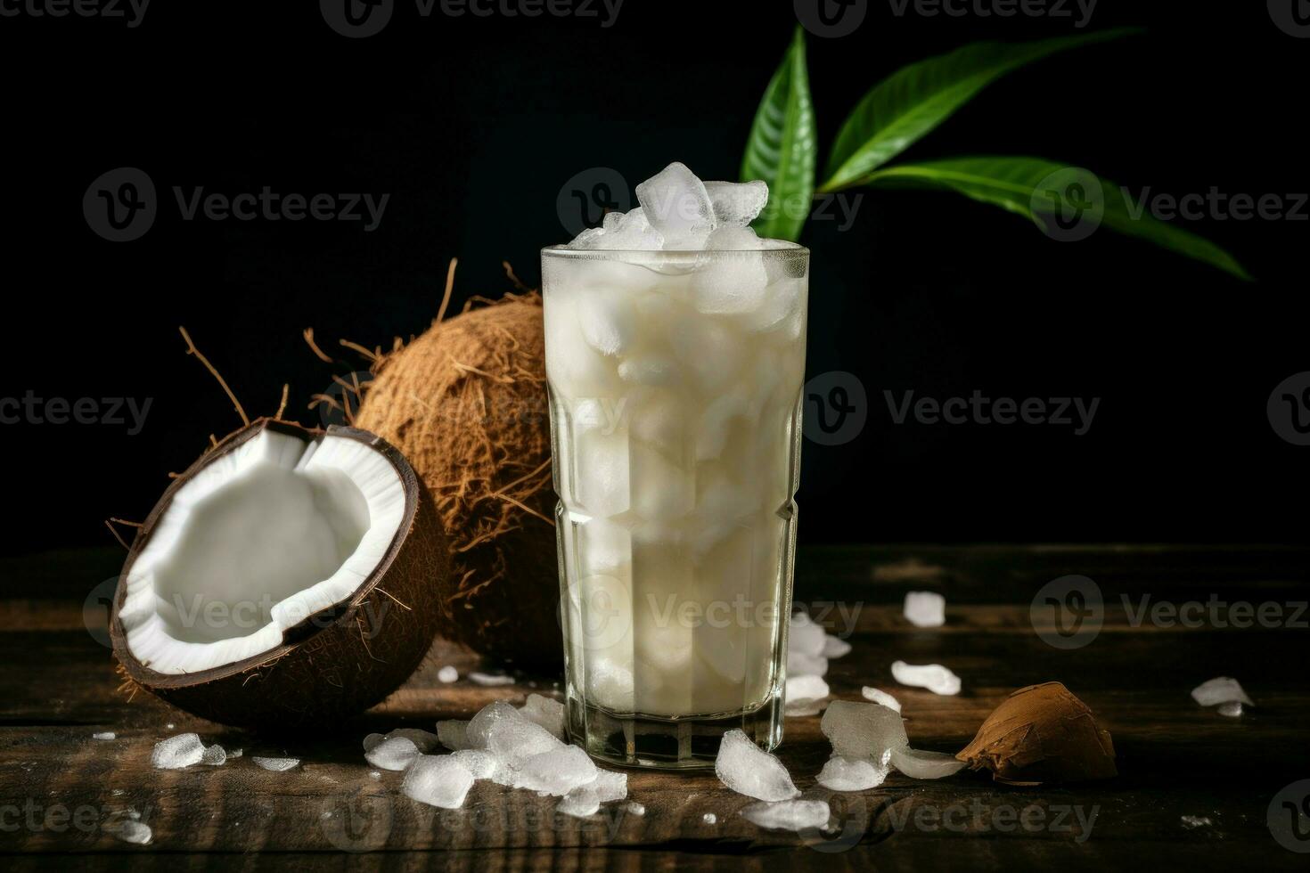 tropical Coco con hielo beber. generar ai foto