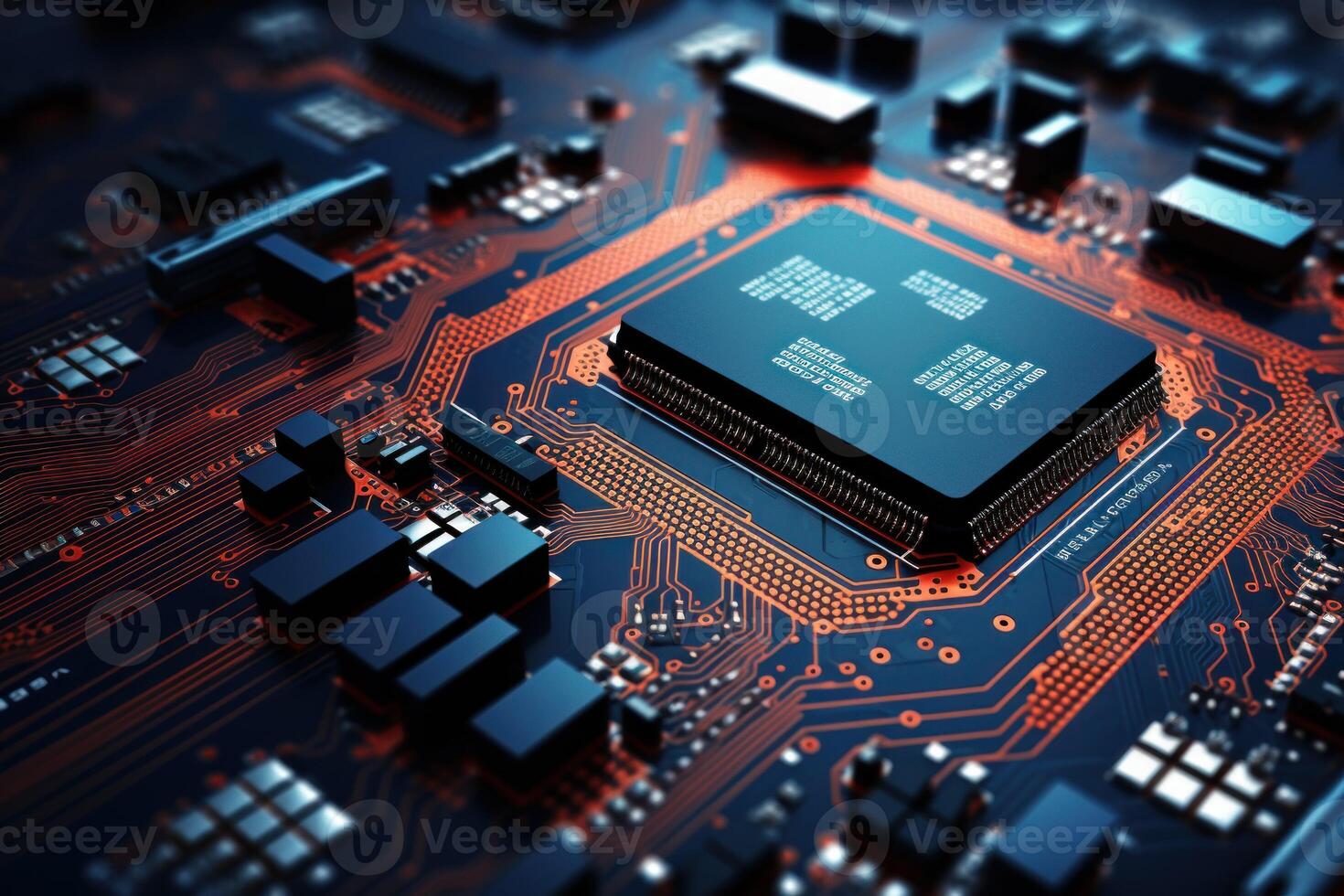 Miniature Circuit board. Generate Ai photo