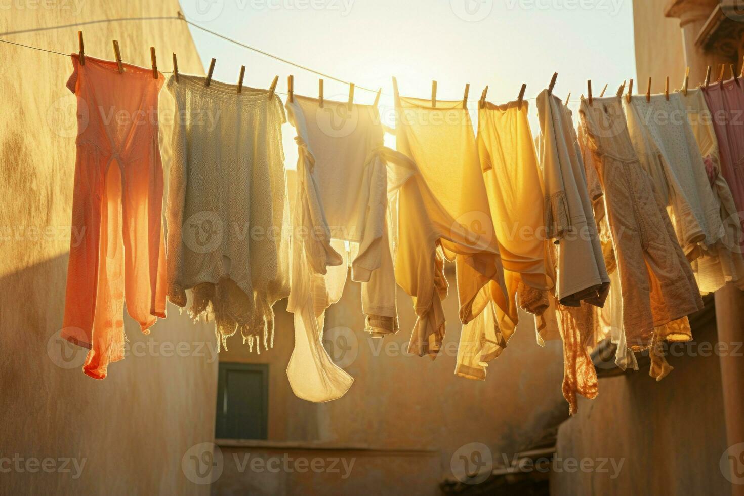 Crisp Clothes drying. Generate Ai photo
