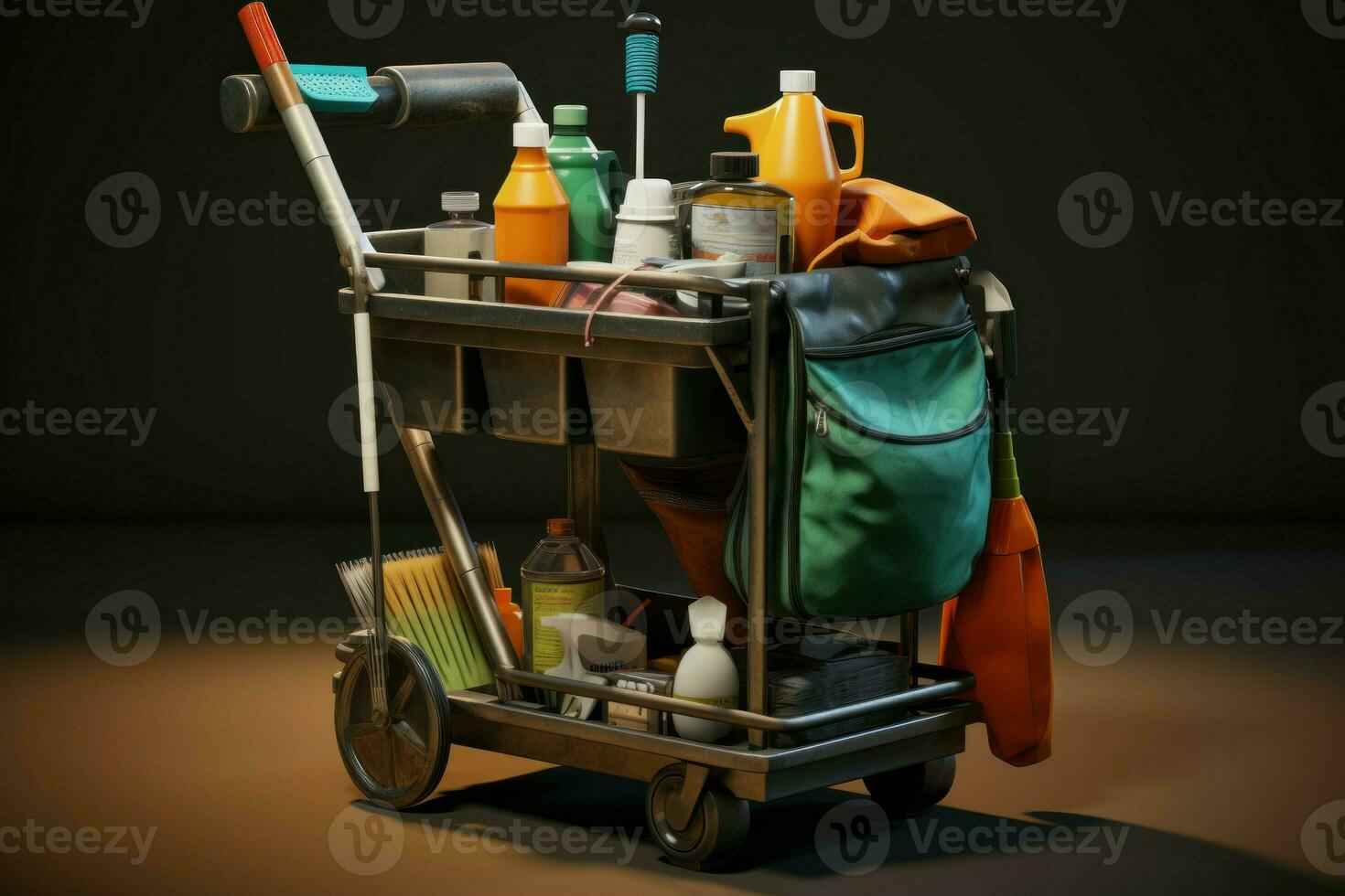 Functional Cleaning tools cart building. Generate Ai photo