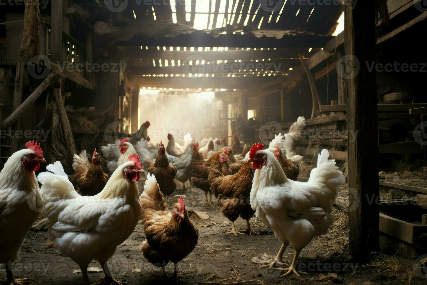 juvenil granja pequeño pollos generar ai foto