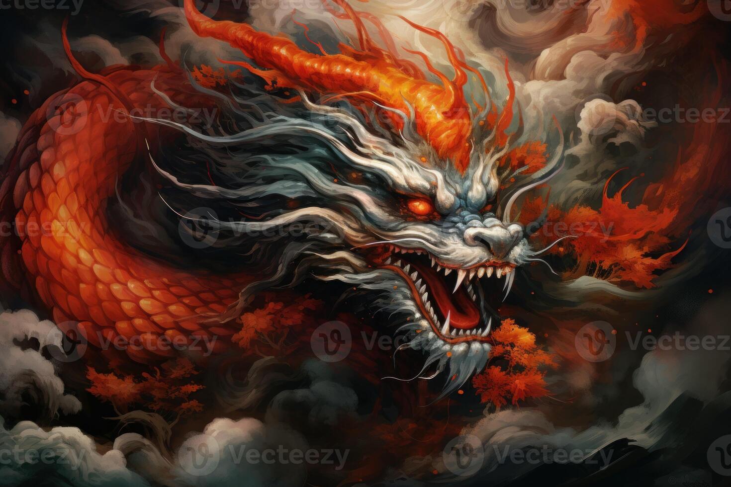 Ancient Chinese dragon. Generate Ai photo