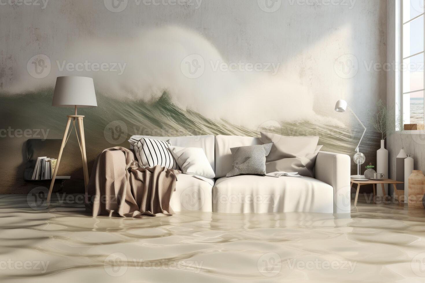 Realistic Flood indoor mockup. Generate Ai photo