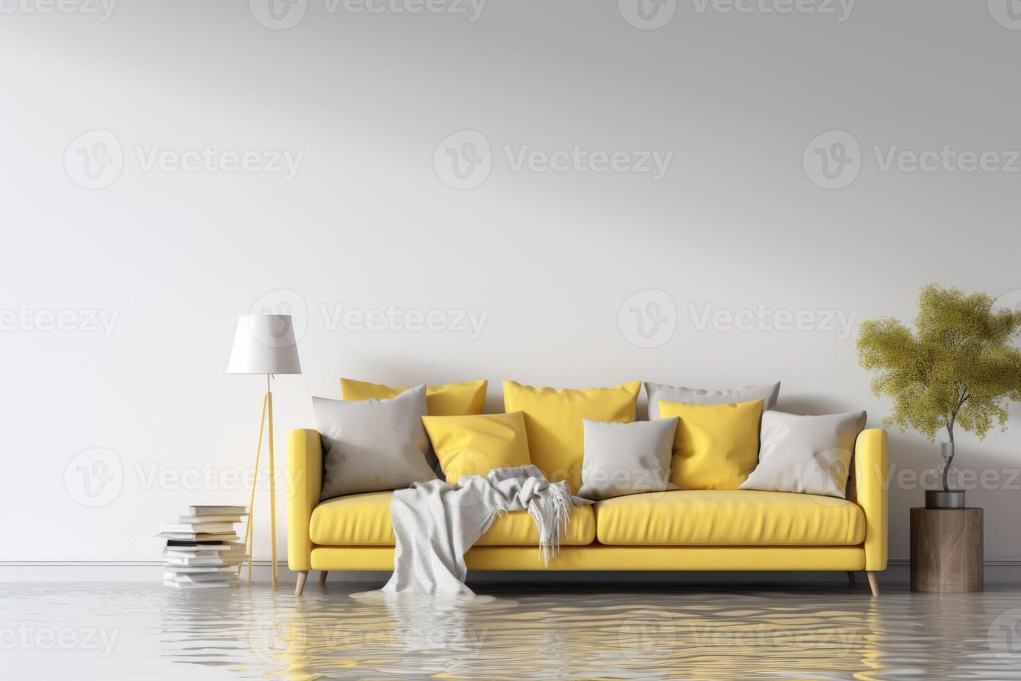 Flood indoor mockup. Generate Ai photo