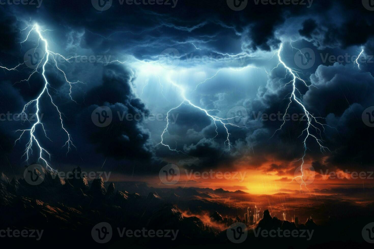 Striking Thunder lighting extremely. Generate Ai photo