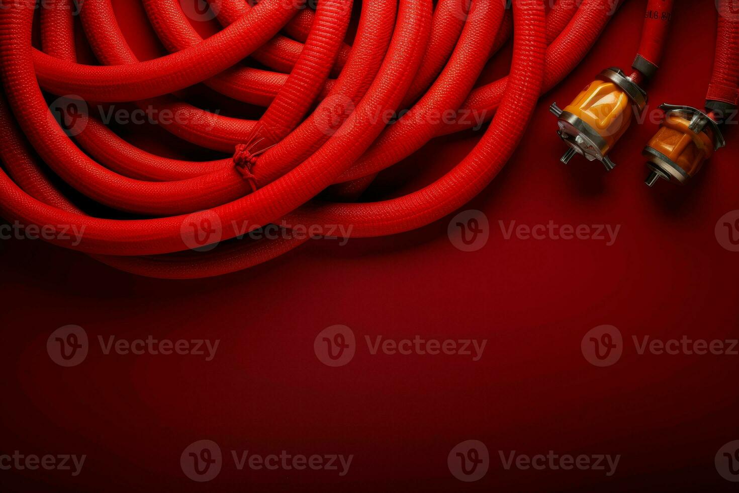 Red fire hose mockup. Generate Ai photo