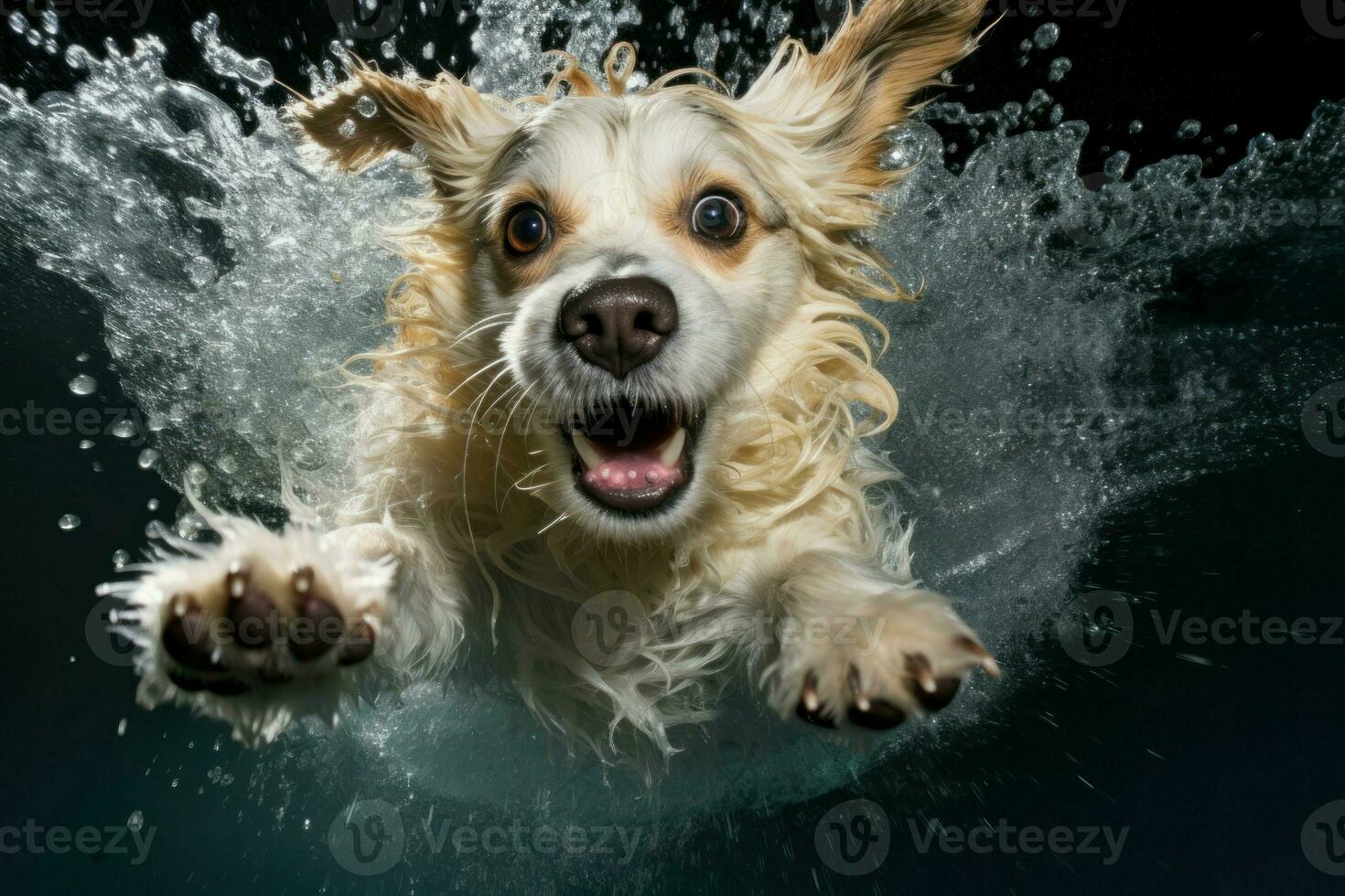 Dog splashing water fun. Generate Ai photo