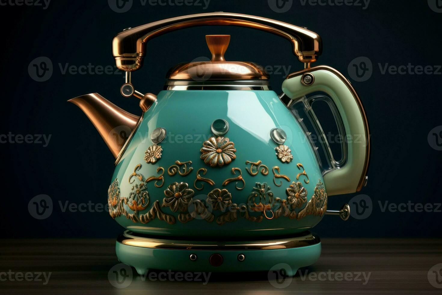 Vibrant Electric vintage kettle. Generate Ai photo