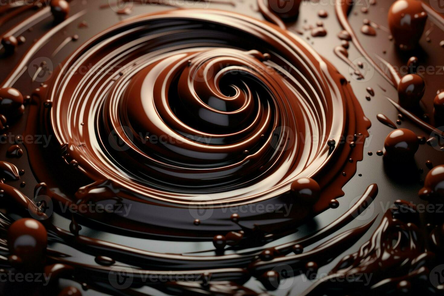 decadente oscuro chocolate remolino. generar ai foto