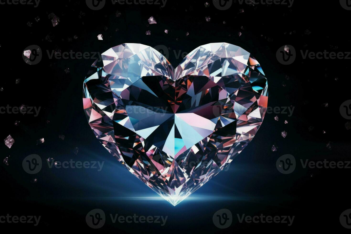 Crystalline Diamond heart gem background. Generate Ai photo