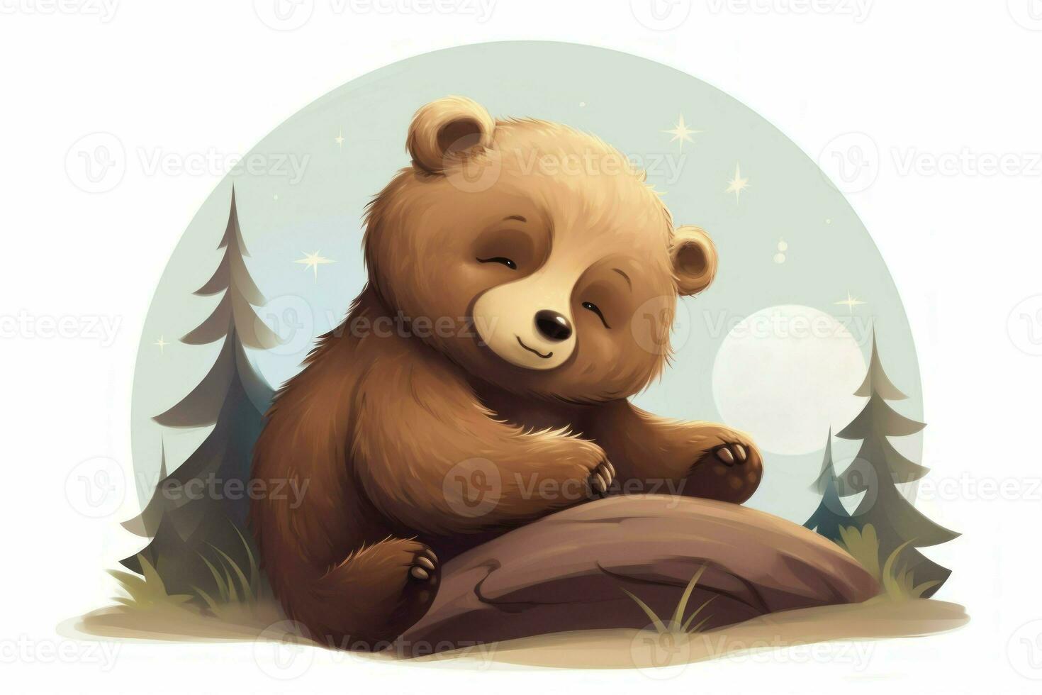 Cute cartoon brown bear. Generate Ai photo