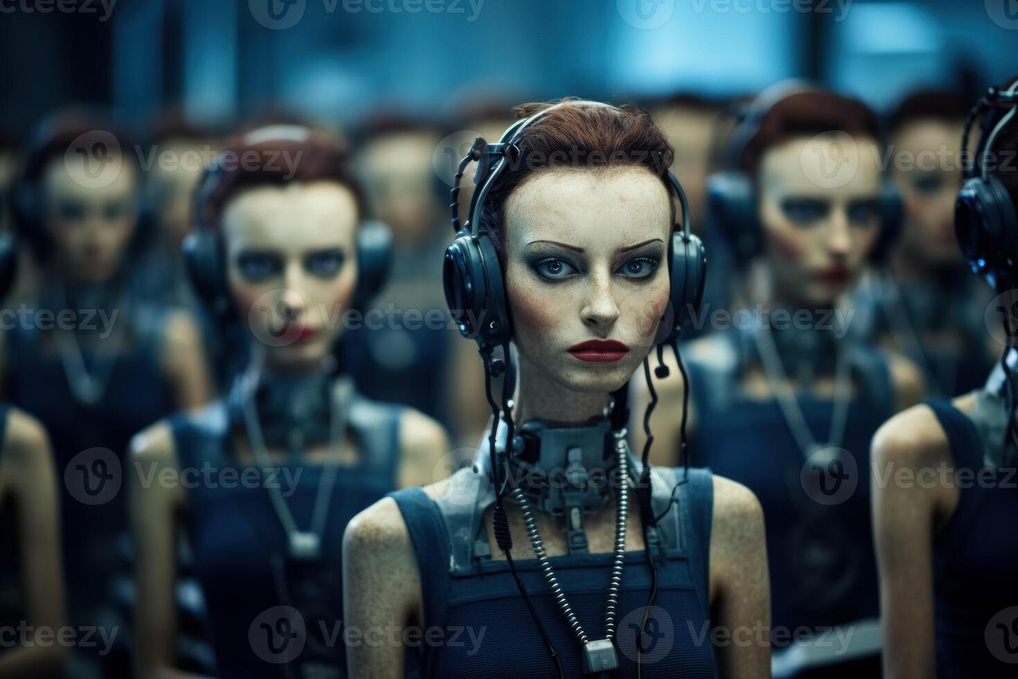 Noise-canceling Call center headset support. Generate Ai photo