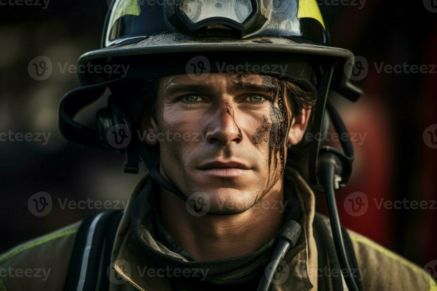 profesional bombero con casco. generar ai foto