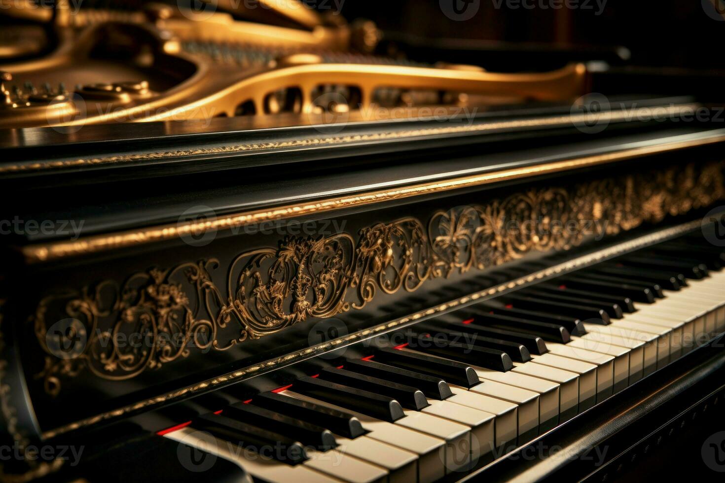 Antique Closeup old piano. Generate Ai photo