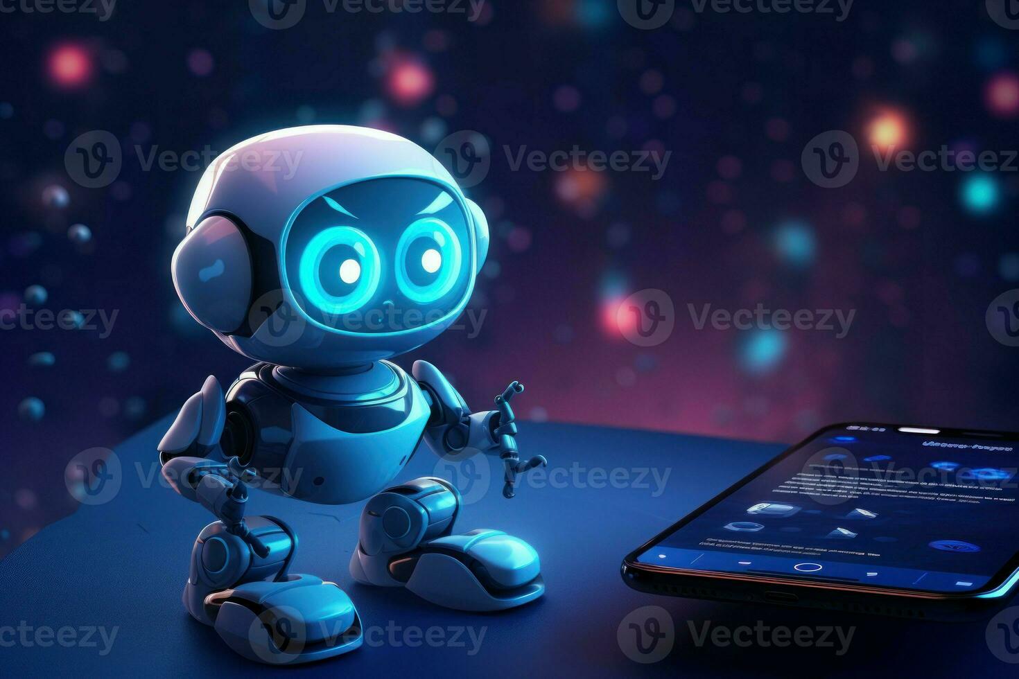 Informative Chatbot robot banner. Generate Ai photo
