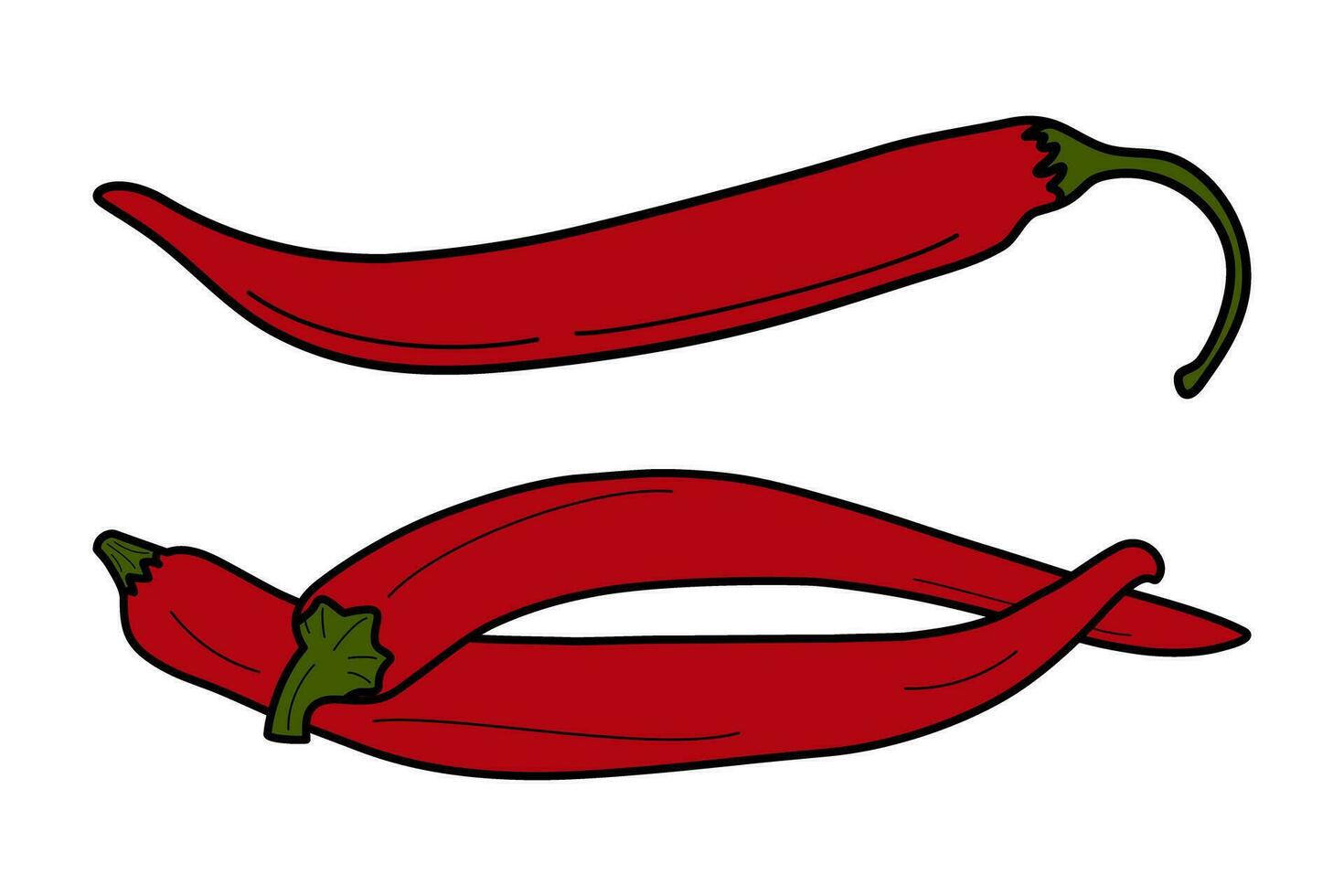Set of hand drawn chili pepper vector images. National Mexican spicy food. Sticker. Icon. Isolate