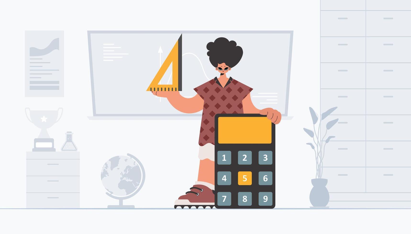 A man holding a calculator and a phone vector