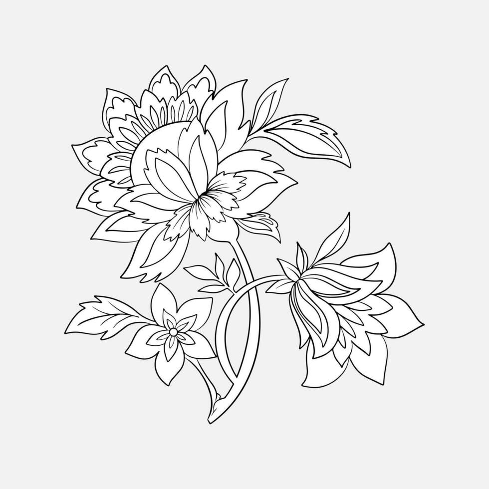 Flowers coloring book or page, education for children. vector