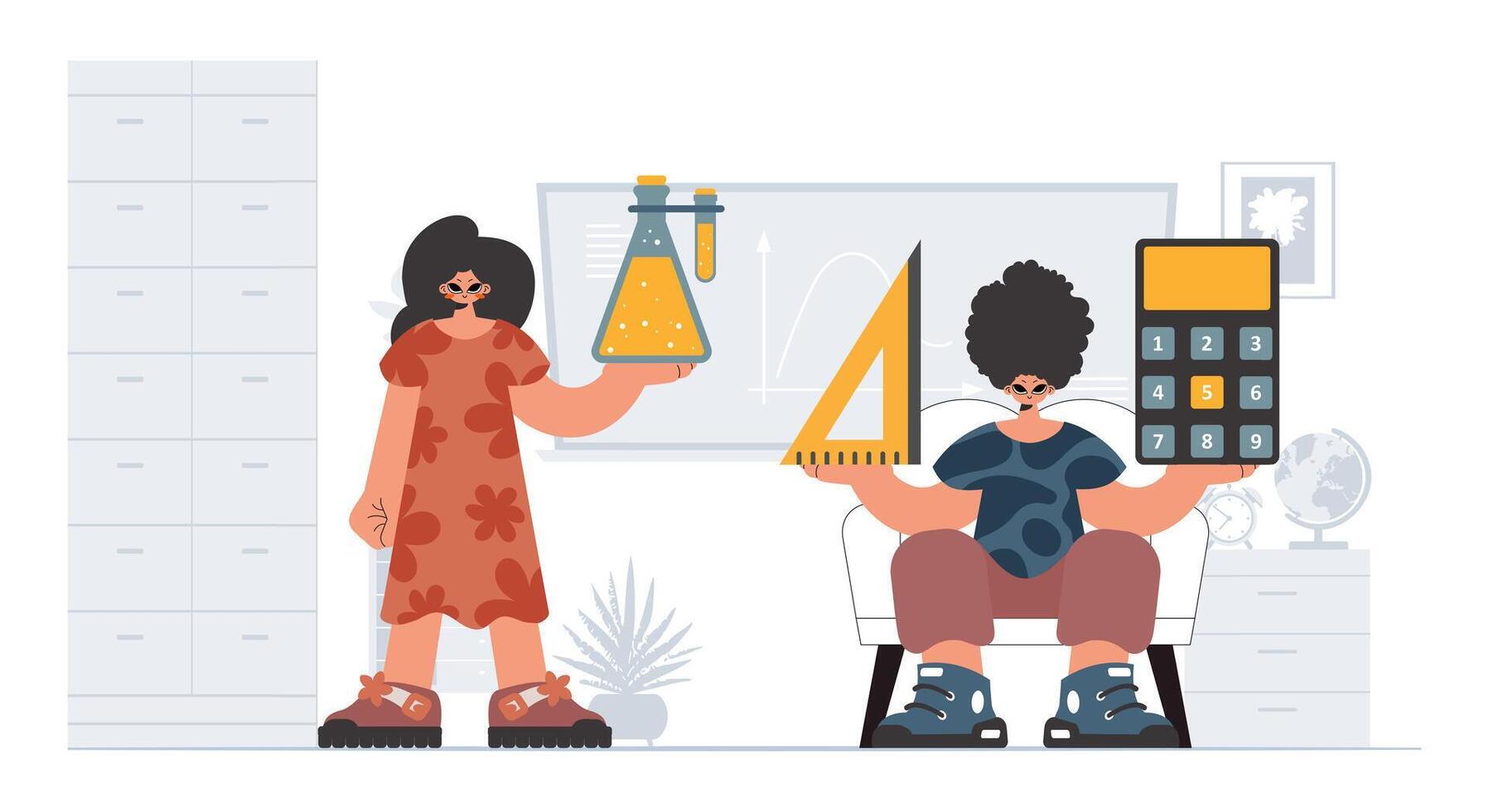 Person and excited lady school instrument, considering preeminent ...