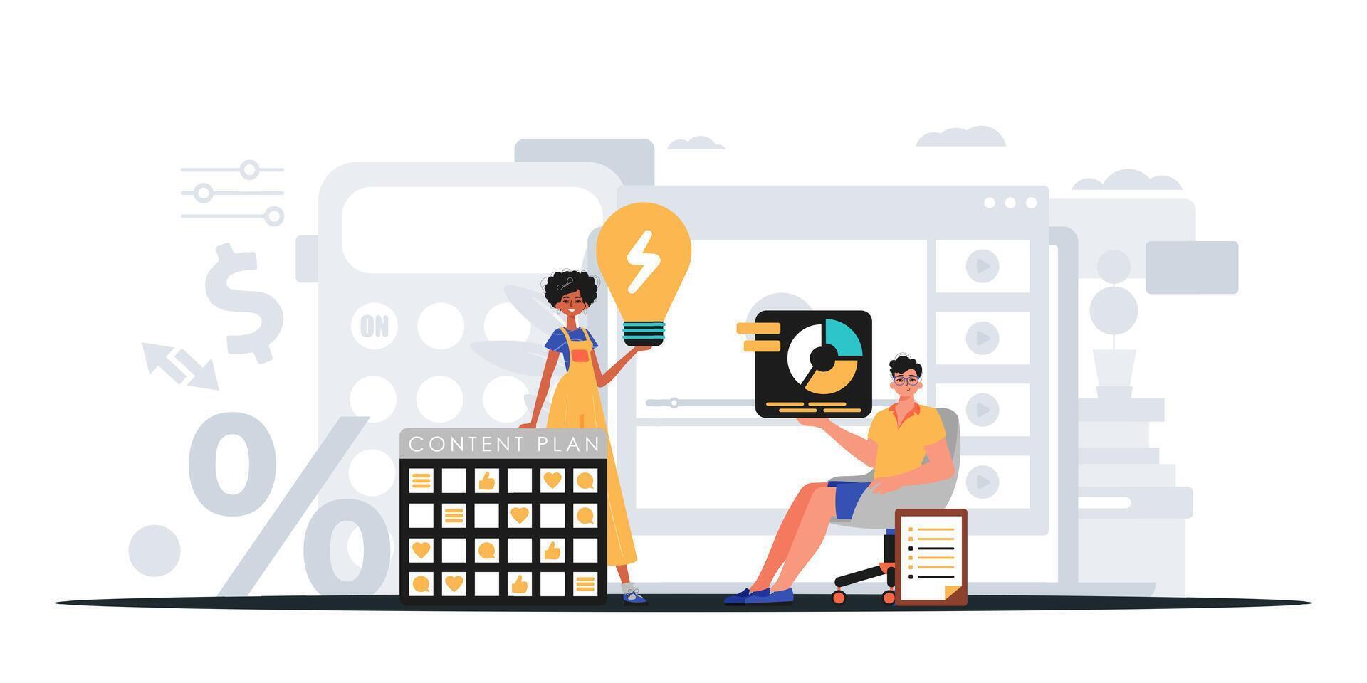 A woman is holding a phone and a man is sitting next to it vector