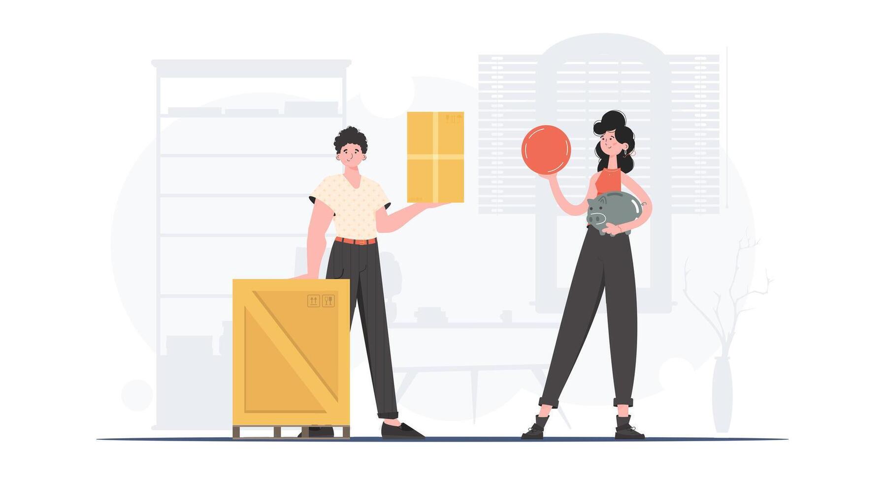 Parcel delivery. trendy style. illustration. vector
