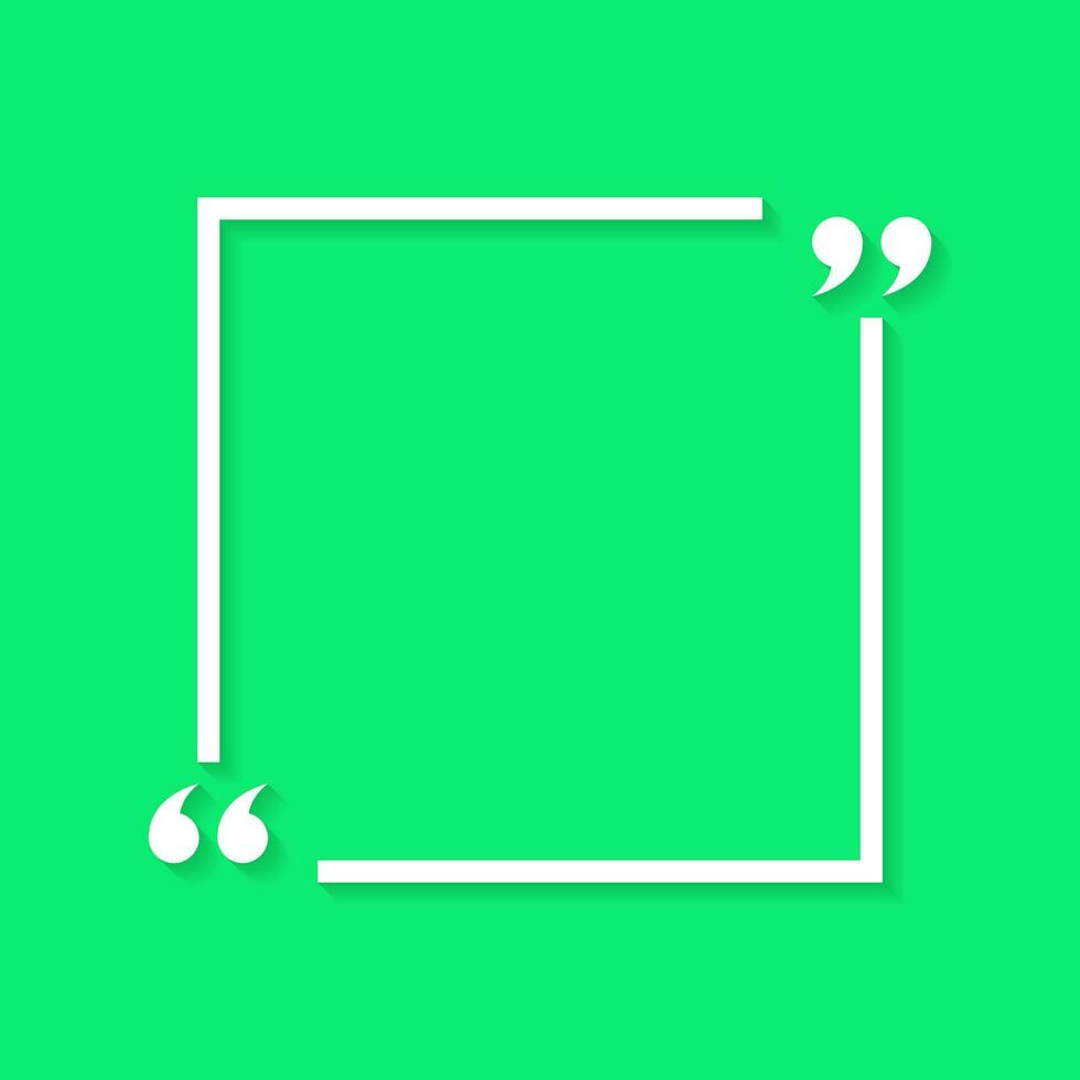 Blank square text quote sign frame in flat style. Quotes border icon vector