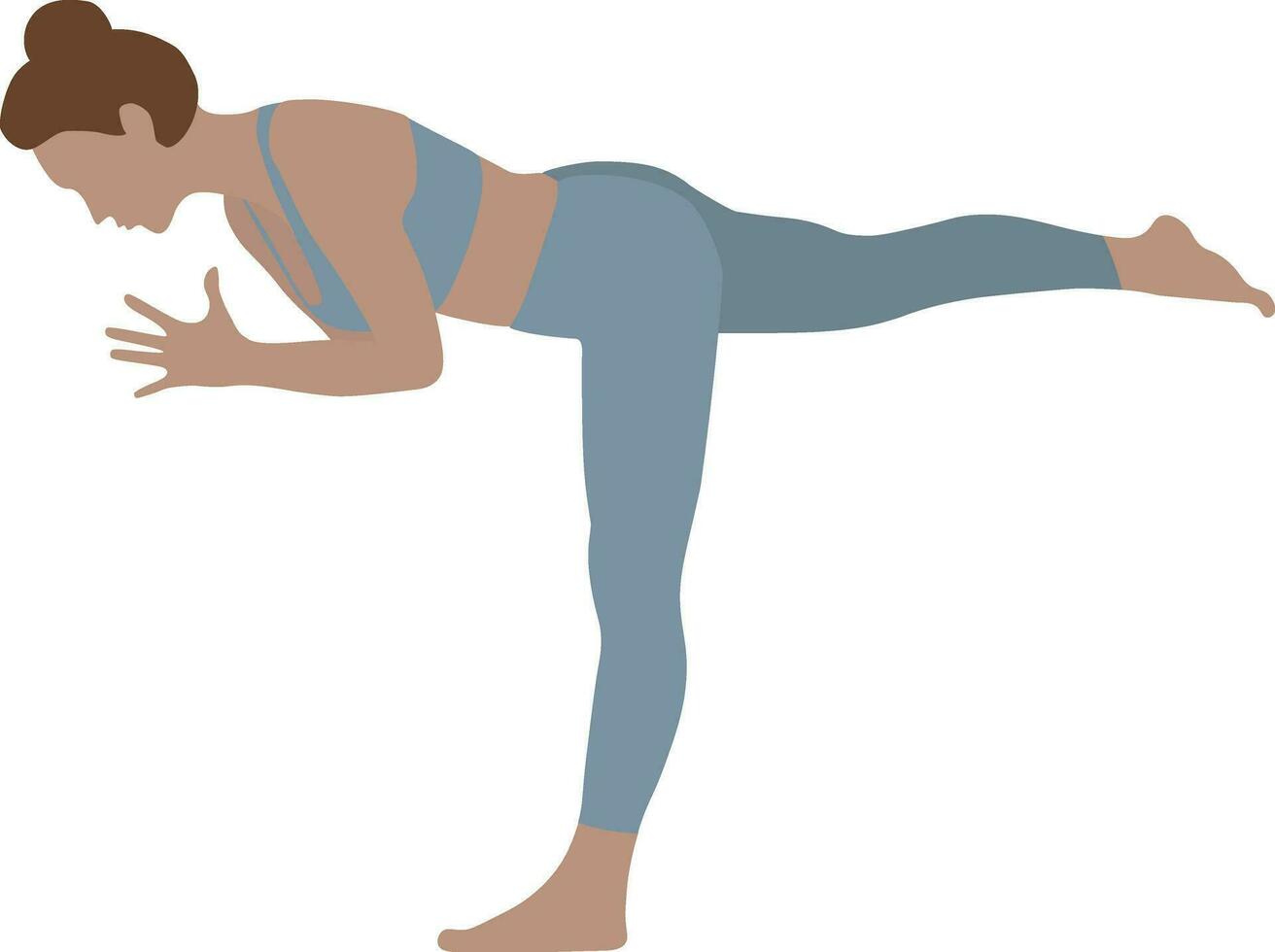 Woman doing warrior III yoga pose. Virabhadrasana pose vector