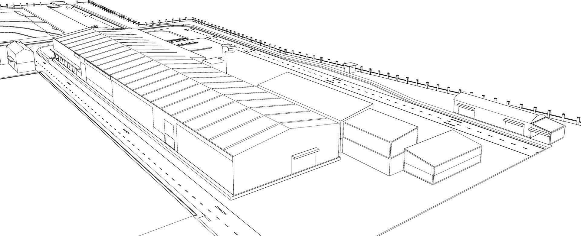 3D illustration of industrial building vector
