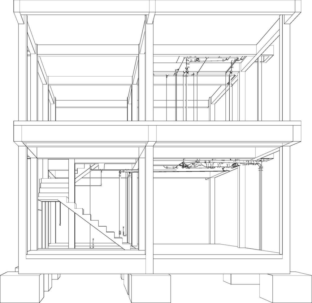 3d ilustración de edificio y construcción vector