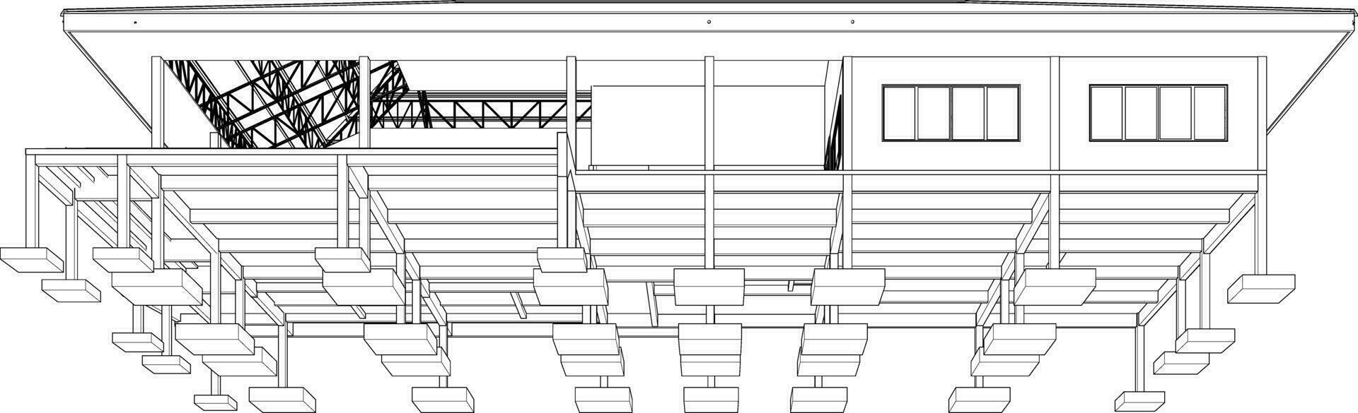 3D illustration of building structure vector