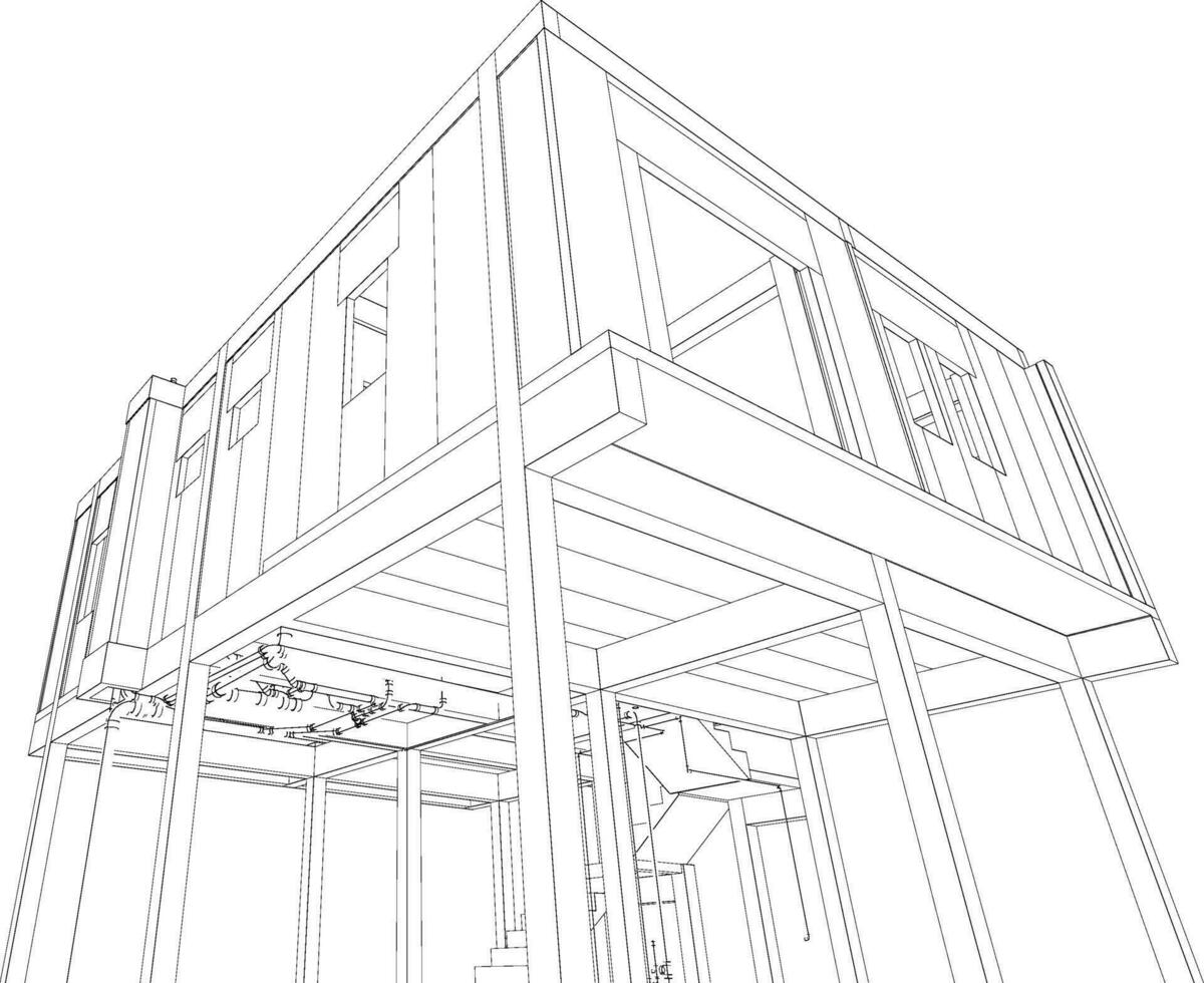 3D illustration of building and construction vector
