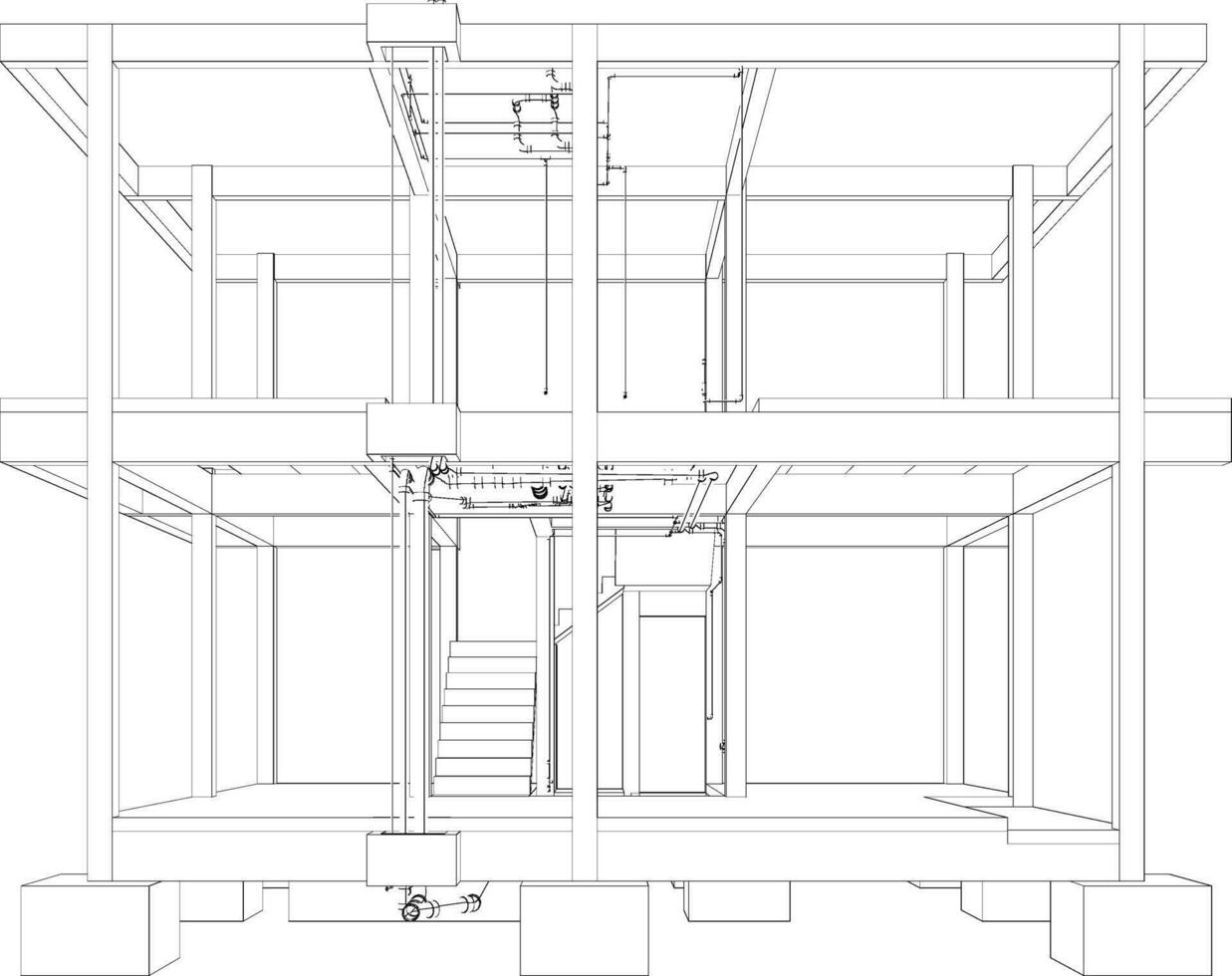 3d ilustración de edificio y construcción vector