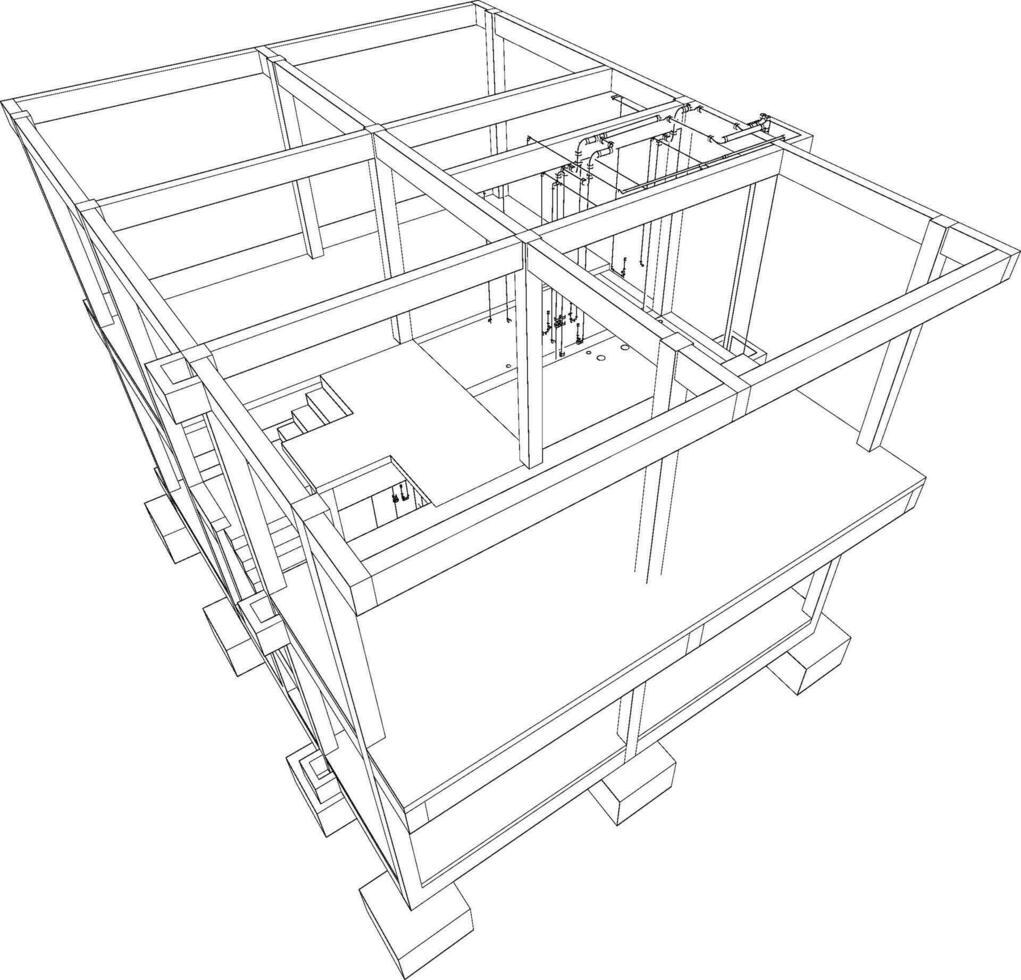 3d ilustración de edificio y construcción vector