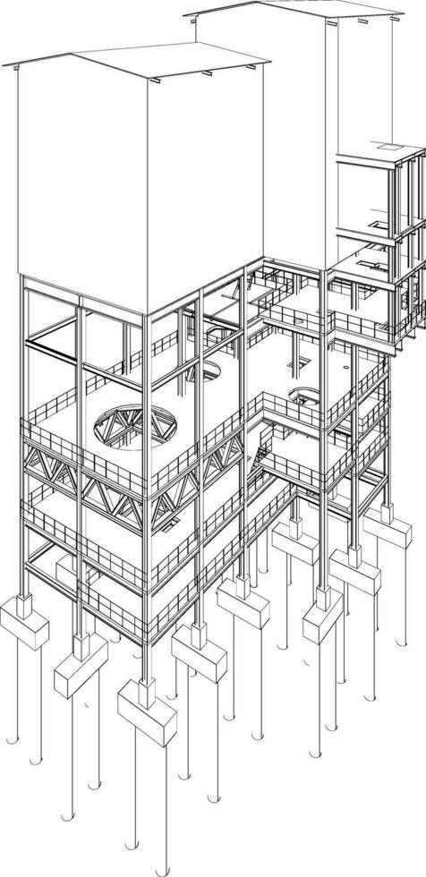 3D illustration of industrial building vector
