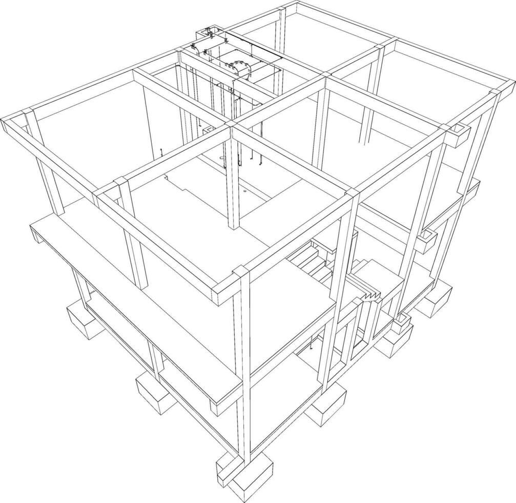 3d ilustración de edificio y construcción vector