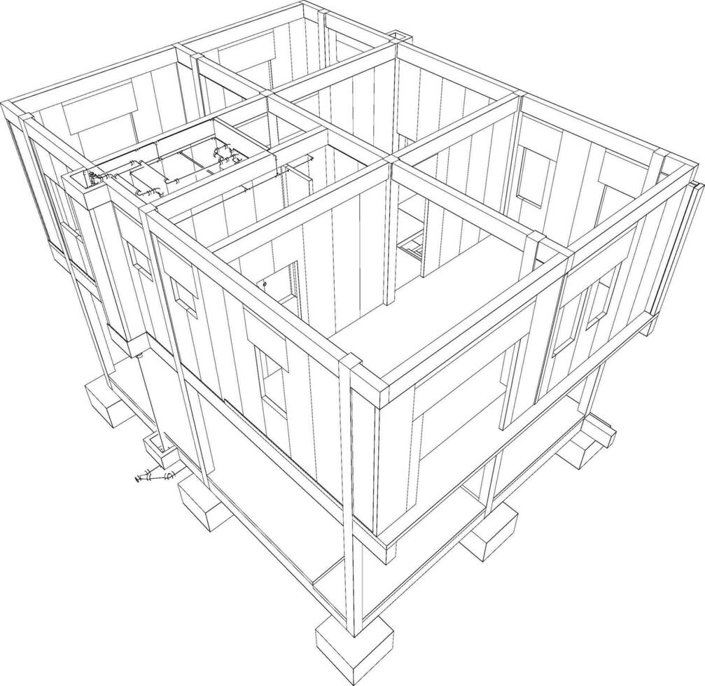 3D illustration of building and construction vector