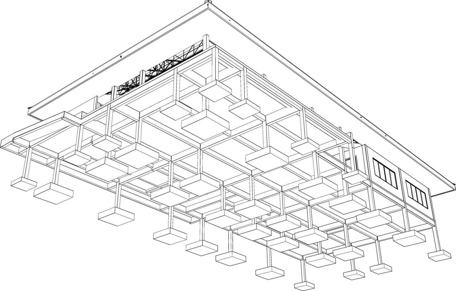 3D illustration of building structure vector