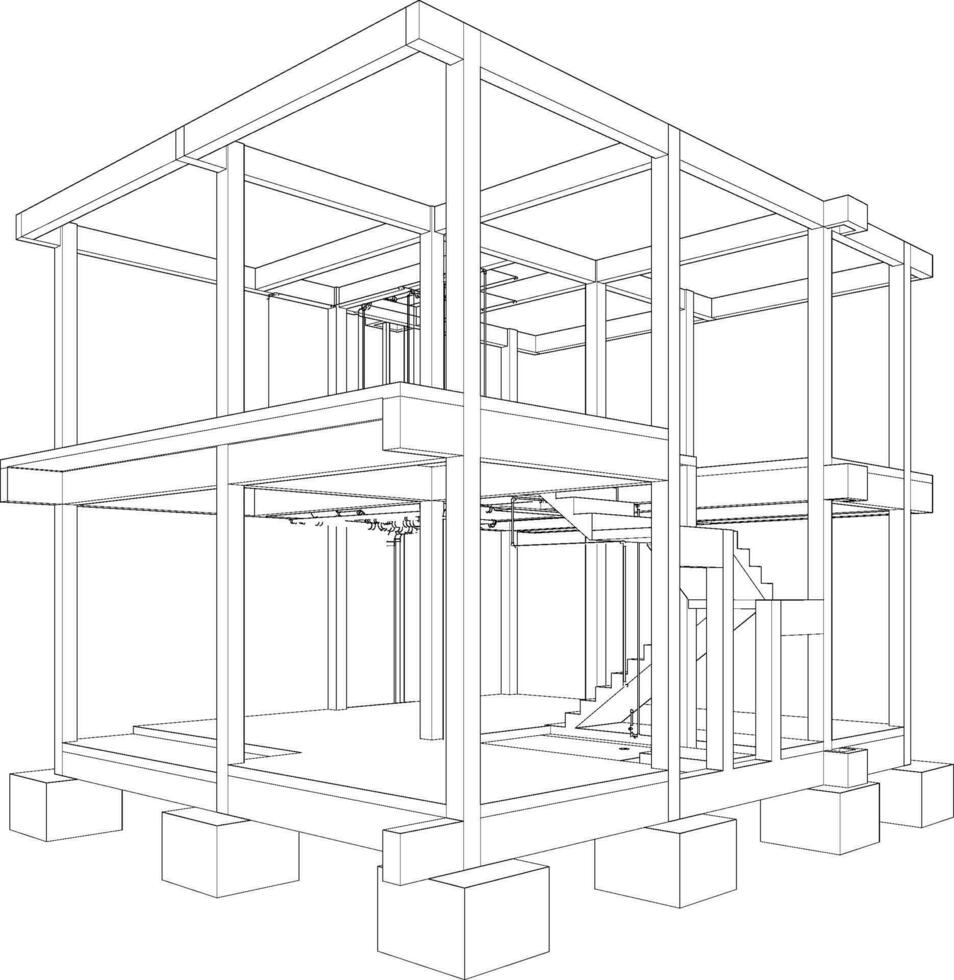 3d ilustración de edificio y construcción vector