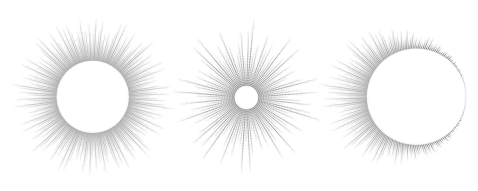 Circle sound wave. Audio music equalizer. Round circular icons set. Spectrum radial pattern and frequency frame. Vector design