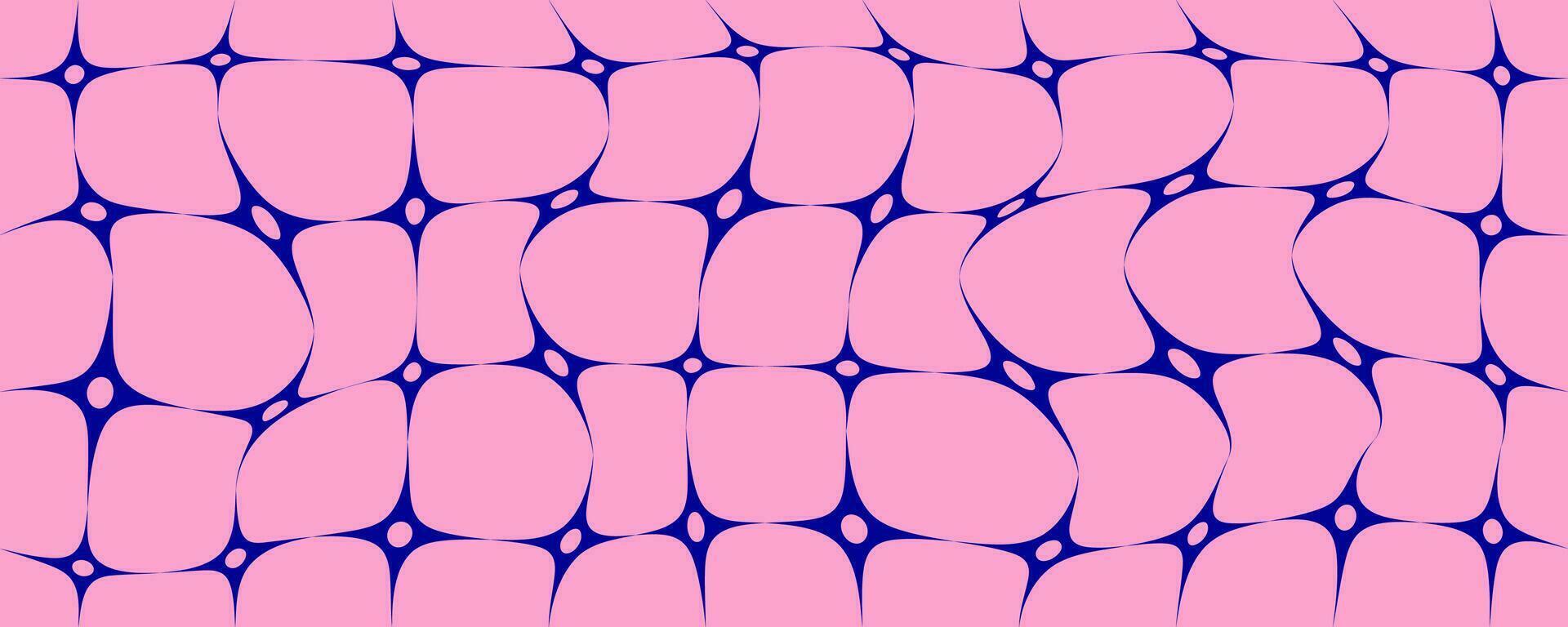 Y2k retro background. Cute checkerboard pattern. Psychedelic groovy wavy design. Funky 70s aesthetic wavy wallpaper. vector