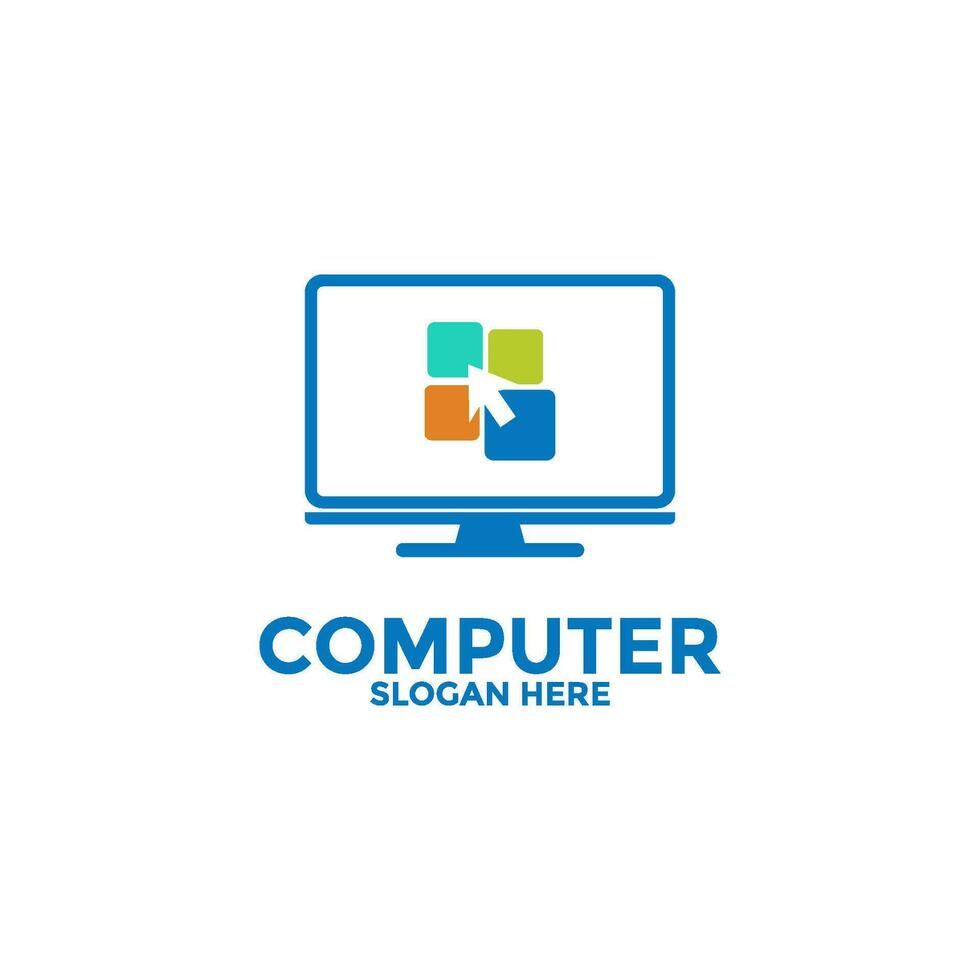 Computer logo template. Computer repair logo , Software development vector design. Desktop service logotype